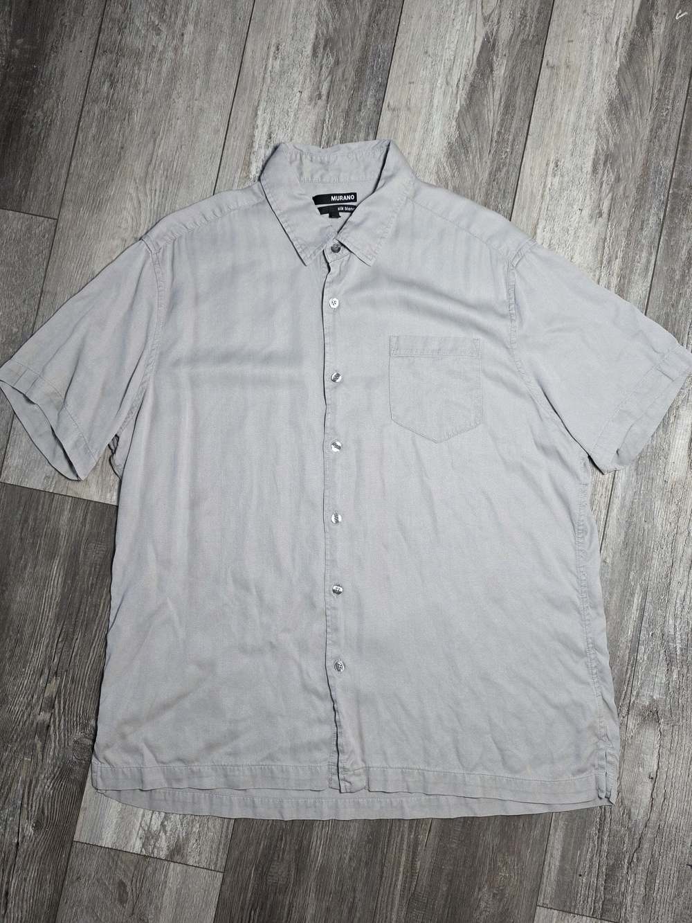 Murano Men's Silk Blend Micro-pique SS Button-down Shirt Sz XL